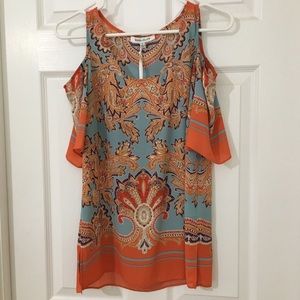 Cold Shoulder Paisley Top